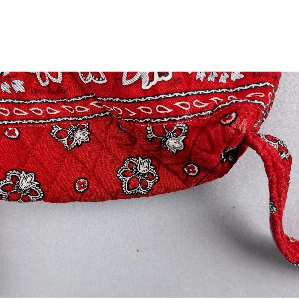Vera Bradley Red Bandana Floral Quilted Cotton Backpack Drawstring‎ Small Bag